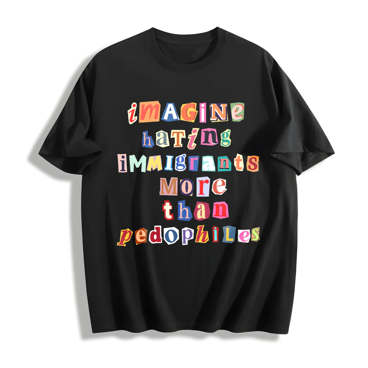 ✊🏾 Anti ICE Magazine Letters Cotton T-Shirt in Black