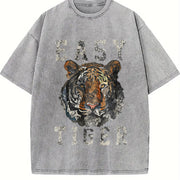 Easy Tiger distressed -chic vintage washed oversized T-shirt in Gray