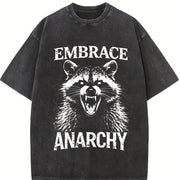 Embrace Anarchy Raccoon Vintage Washed T-Shirt in Black