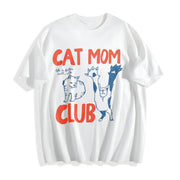 Cat Mom Club Cotton T-Shirt in White