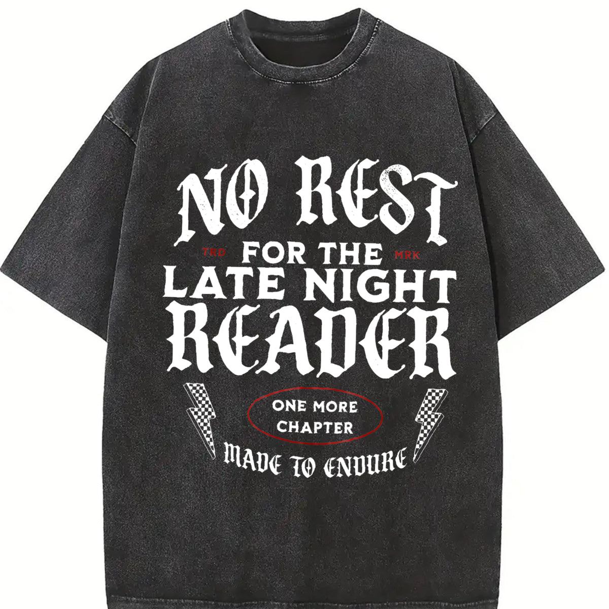 No Rest for the Late Night Reader vintage washed oversized T-shirt in Black