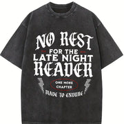 No Rest for the Late Night Reader vintage washed oversized T-shirt in Black