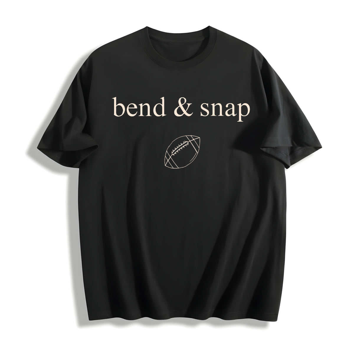 Bend and Snap Football Mom Cotton T-Shirt in Black
