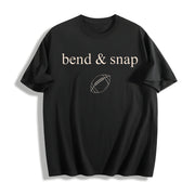 Bend and Snap Football Mom Cotton T-Shirt in Black