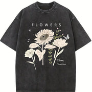 Retro and Old Short-sleeved Vintage Washed T-Shirt in Black