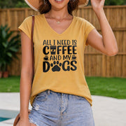 Patterned Vest All I Need Is Coffee and My Dogs Women's Color Cotton Tank Top in Yellow