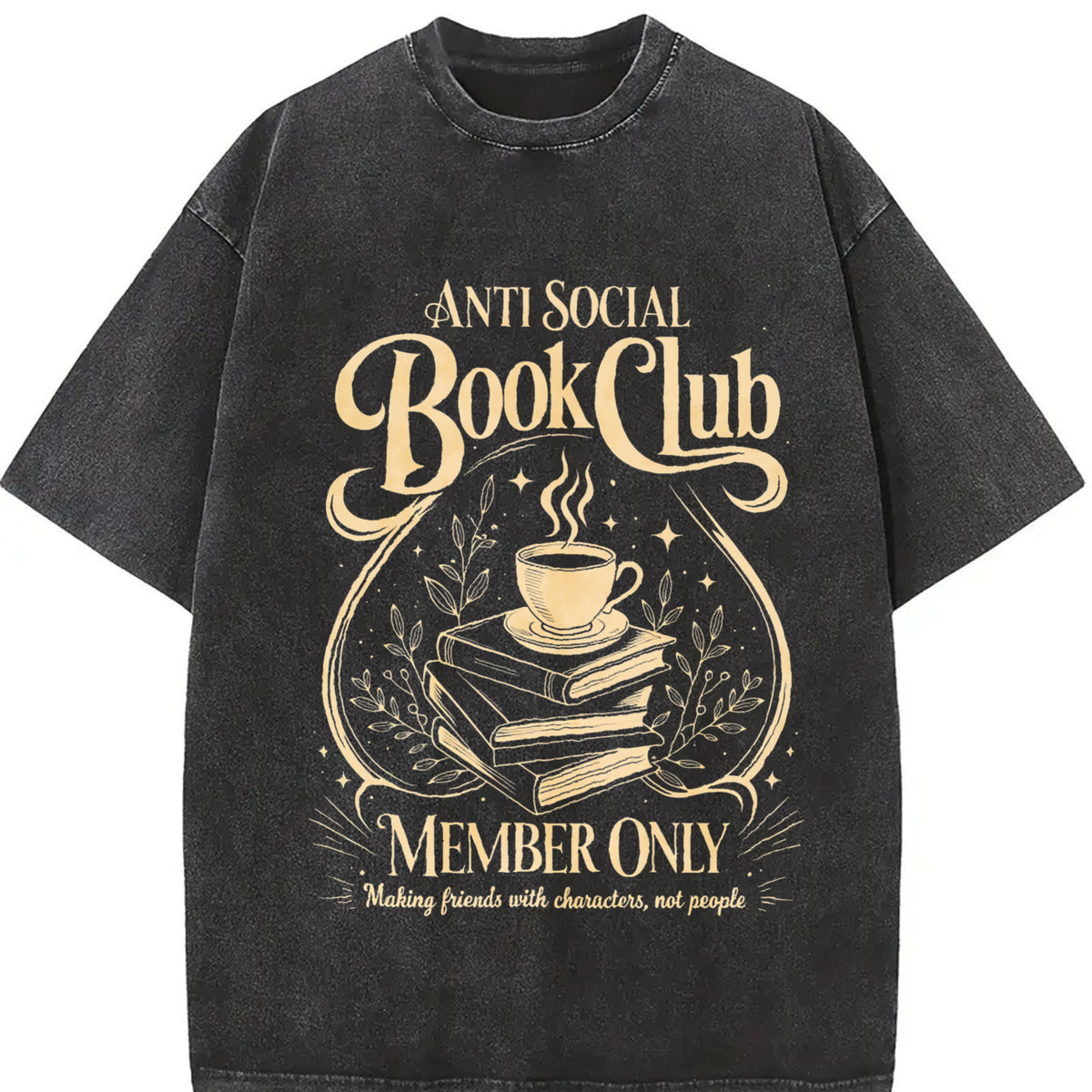 Anti Social Book Club Librarian Book Lover vintage washed oversized T-shirt in Black