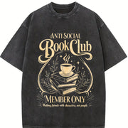 Anti Social Book Club Librarian Book Lover vintage washed oversized T-shirt in Black
