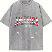 America Veterans Day Vintage Washed T-Shirt in Gray