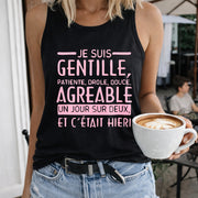 Je Suis Gentille Patiente Drôle Douce Agréable Women's Color Cotton Tank Top in Black