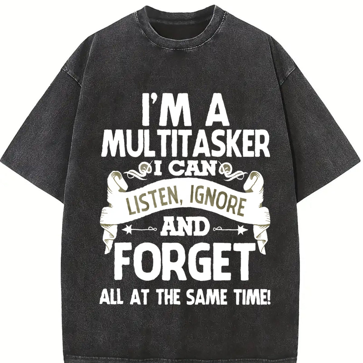 Sports with a Stylish Retro 'Forget' Vintage Washed T-Shirt in Black