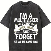 Sports with a Stylish Retro 'Forget' Vintage Washed T-Shirt in Black