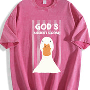 ZestLoop God's Silliest Goose Retro Christian Vintage Washed T-Shirt in Red