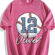 Pls Note Custom Baseball Vintage Washed T-Shirt in Red