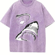 Shark Selfie with Ufo 90s Vintage Washed T-Shirt in Purple