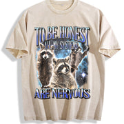 To Be Honest All My Systems Are Nervous Vintage Washed T-Shirt in Beige