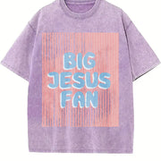 Big Jesus Fan vintage washed oversized T-shirt in Purple