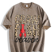 Leopard Crawfish Season Vintage Washed T-Shirt in Brown