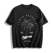 Palm Tree Ladies Cotton T-Shirt in Black
