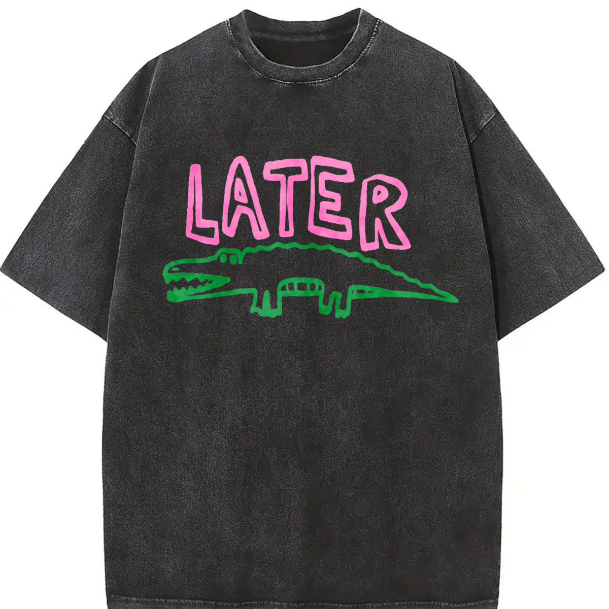Later Gator Offensive Alligator vintage washed oversized T-shirt in Black