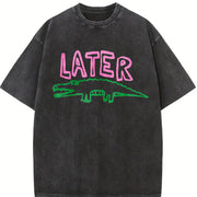 Later Gator Offensive Alligator vintage washed oversized T-shirt in Black
