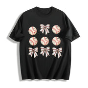 Coquette Baseball Mom Cotton T-Shirt in Black
