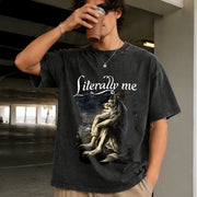 Literally Me Wolf Meme Vintage Washed T-Shirt in Black