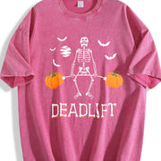 Halloween 1 Pcs Heavy Vintage Washed T-Shirt in Red