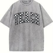 Checkered Teacher for Teacher Vintage Washed T-Shirt in Gray