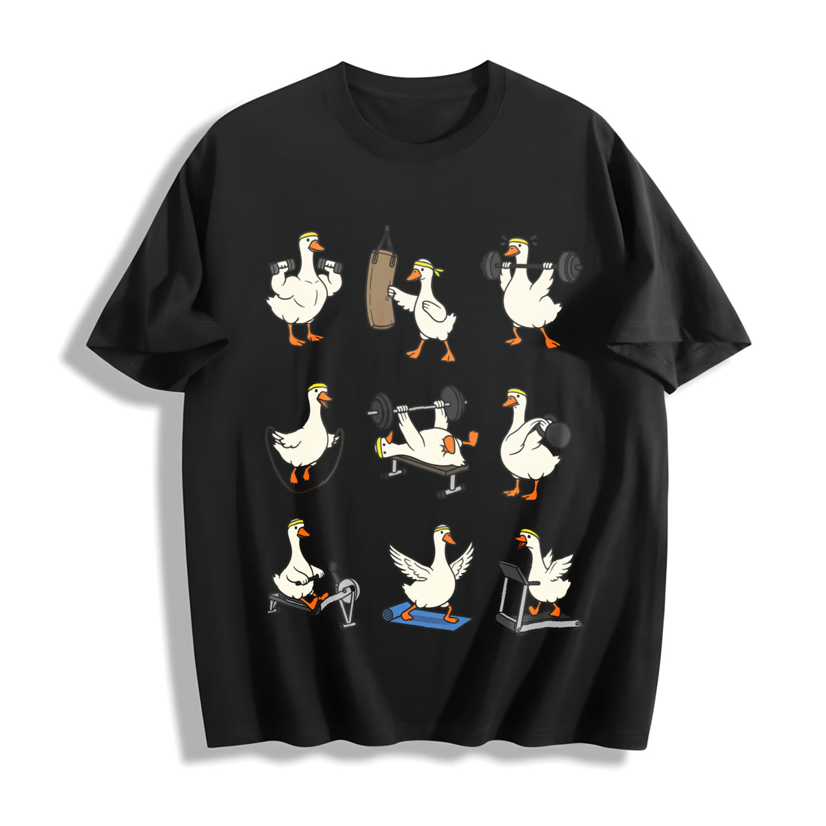 Goose Workout Animal Gym for Gym Lovers & Fitness Fans Cotton T-Shirt in Black