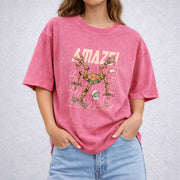 Project Hail Mary Amaze Amaze Amaze Rocky Sci-Fi Graphic vintage washed oversized T-shirt in Red