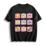 Retro Channel Movie Television Cotton T-Shirt in Black