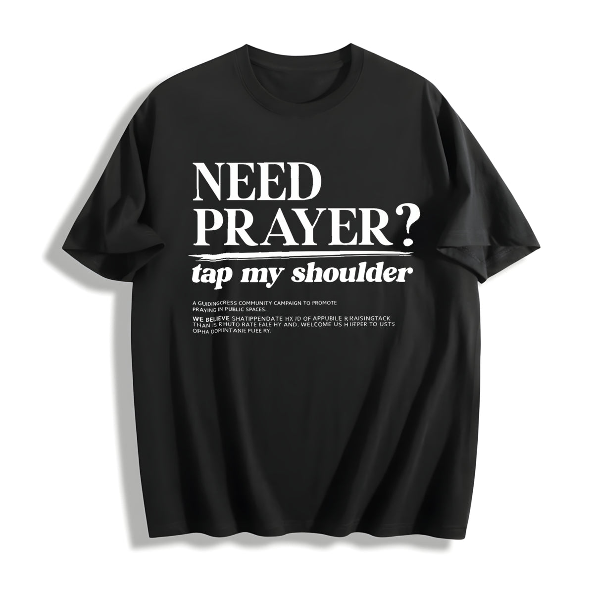 Retro Need Prayer Tap My Shoulder for Relaxed Cotton T-Shirt in Black