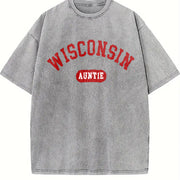 Wisconsin Auntie for Wisconsin Auntie Vintage Washed T-Shirt in Gray