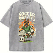 Soccer Shepherd Vintage Washed T-Shirt in Gray