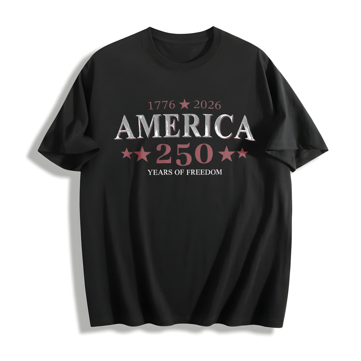 Patriotic USA V Neck Cotton T-Shirt in Black