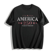 Patriotic USA V Neck Cotton T-Shirt in Black