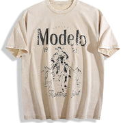 For Formal Urban Distressed Enthusiasts Vintage Washed T-Shirt in Beige