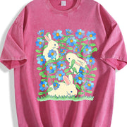 Rabbit Garden Adventure Group Vintage Washed T-Shirt in Red