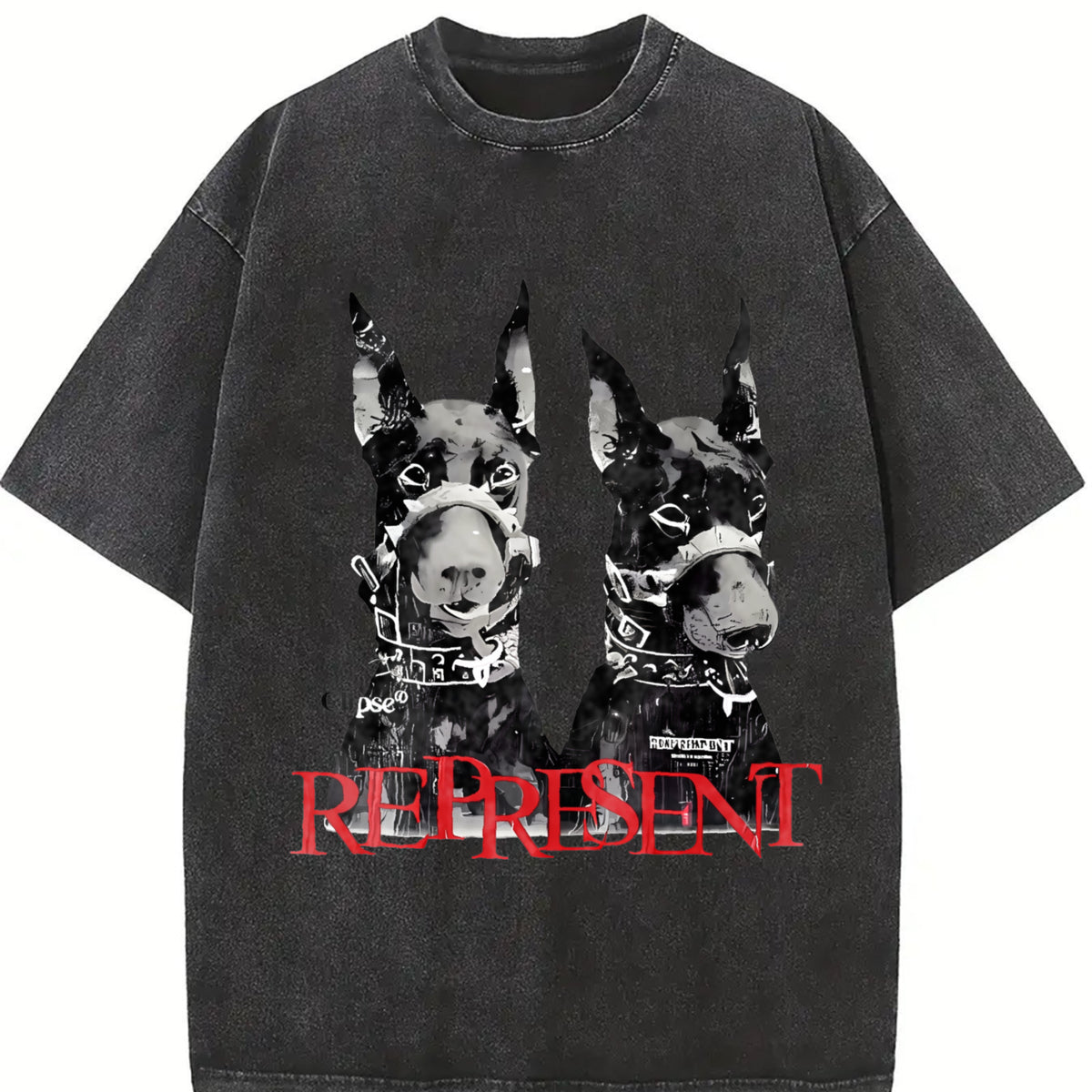 Doberman Represent Tank Vintage Washed T-Shirt in Black