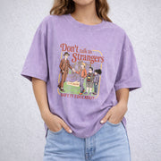 Don't Talk To Strangers vintage washed oversized T-shirt in Purple
