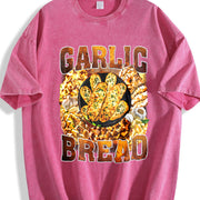 Garlic Bread Food Lover Vintage Washed T-Shirt in Red