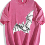 Bat 90s Retro ® Bats Gothic Y2k Vintage Washed T-Shirt in Red