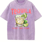 Tequila Drinking for Tequila Lover Cheaper Than Therapy Vintage Washed T-Shirt in Purple