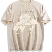 Retro and Old Short-sleeved Vintage Washed T-Shirt in Beige