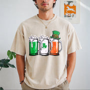 Irish Beer Ireland Flag St Patricks Day Leprechaun Small Vintage Washed T-Shirt in Beige