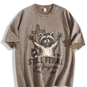 Still Feral Just Forgiven Vintage Washed T-Shirt in Brown