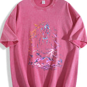 Lightning Horse 90s Vintage Washed T-Shirt in Red