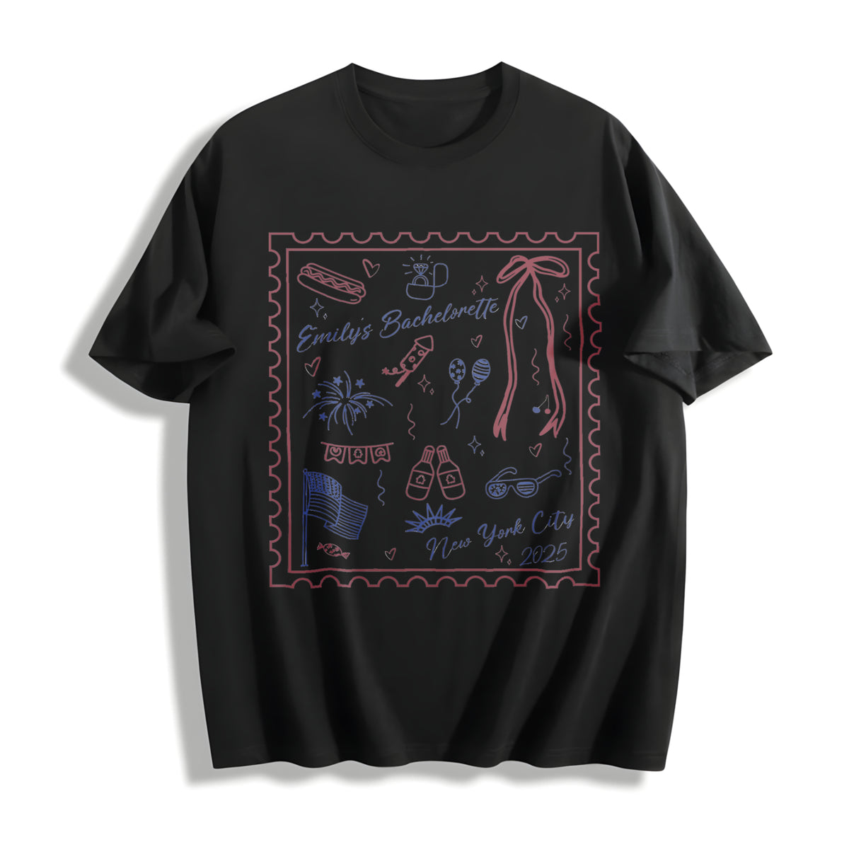 4th of July Bachelorette Cotton T-Shirt in Black