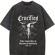 Crucified 90s Retro Jesus Cross ® Vintage Washed T-Shirt in Black